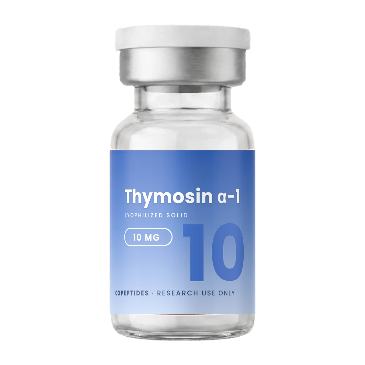 Thymosin alpha 1 · Vial de Thymosin α-1 — liofilizado, etiqueta OXpeptides