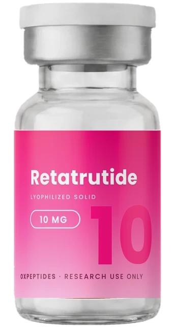 Retatrutide 10 mg — vial liofilizado sellado, etiqueta Retatrutide