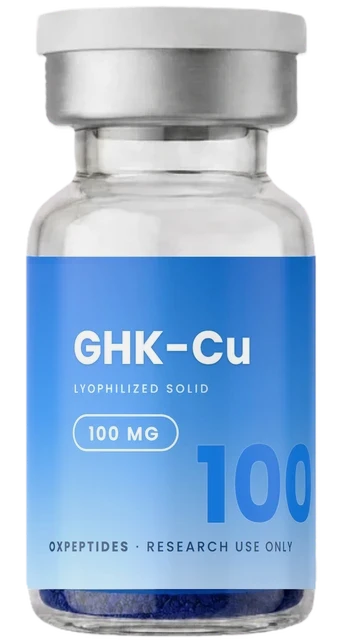 GHK-Cu 100 mg — vial liofilizado sellado, etiqueta GHK-Cu