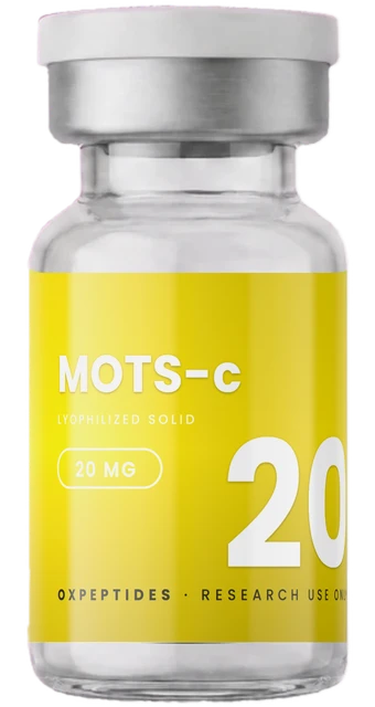 MOTS-c 20 mg — péptido de investigación liofilizado, vial de OXpeptides